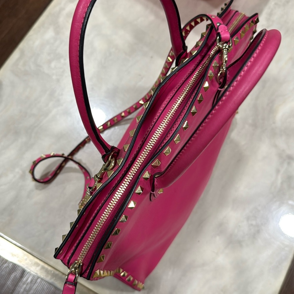 Valentino Hot Pink Studded Tote - Picture 8 of 10